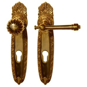 Ferrure de porte en laiton poli, or, forme ergonomique